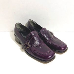 Dries Van Noten purple patent leather loafers